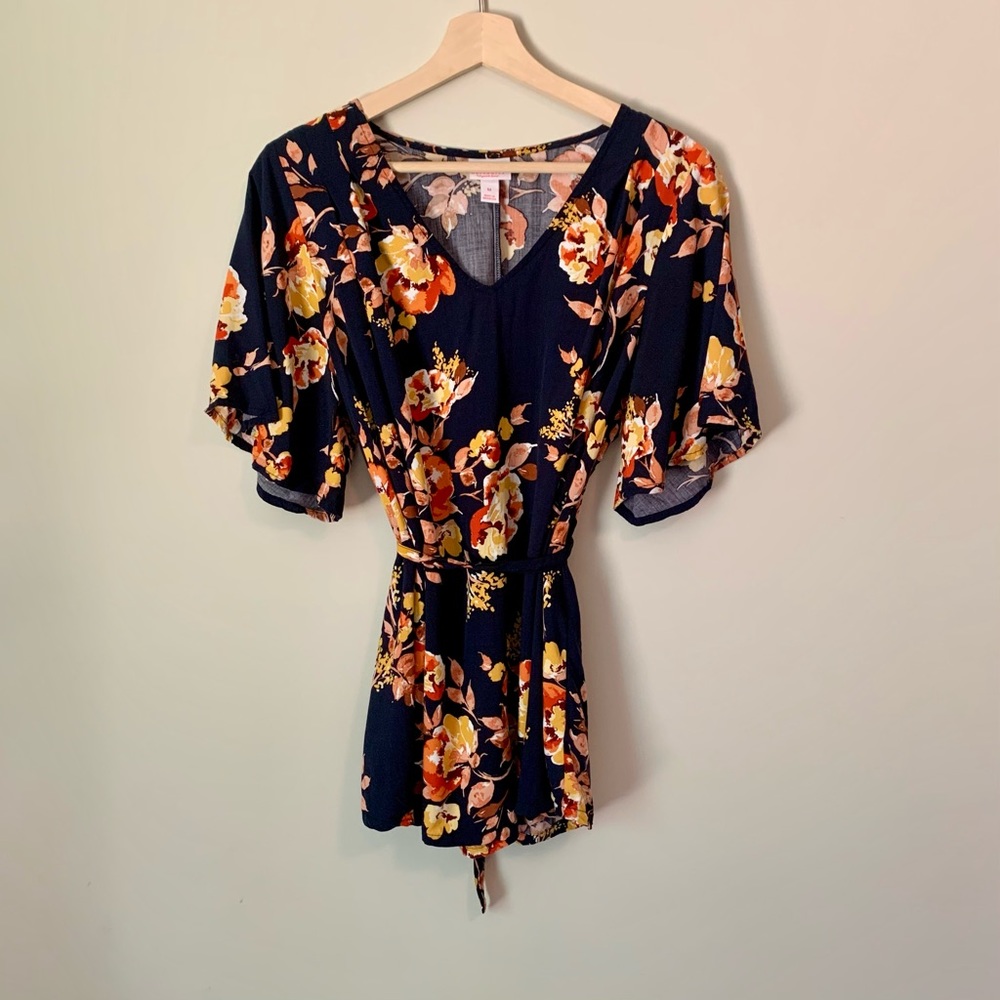 Isabel Maternity by Ingrid & Isabel Floral Blouse - Navy and Orange